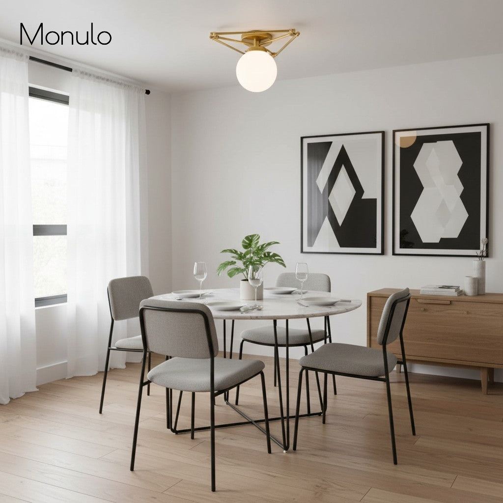 Glorica Glass geometrikus fémvázas mennyezeti lámpa – modern art déco stílusú mennyezeti világítótest nappaliba és étkezőbe | Esilora