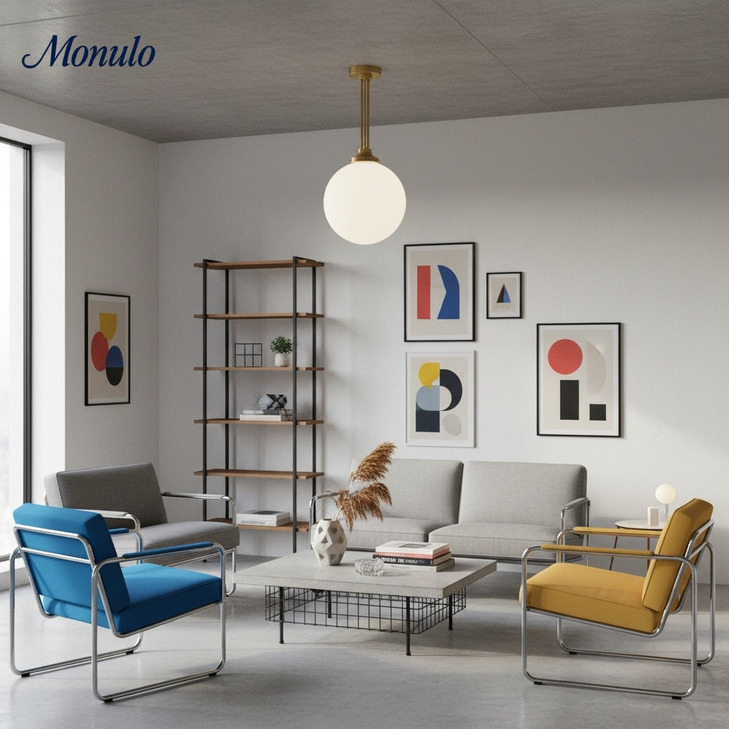 Lineární závěsné svítidlo Glorica Glass s elegantní řadou koulí - moderní stropní svítidlo ve stylu art deco do jídelny a kuchyně | Esilora