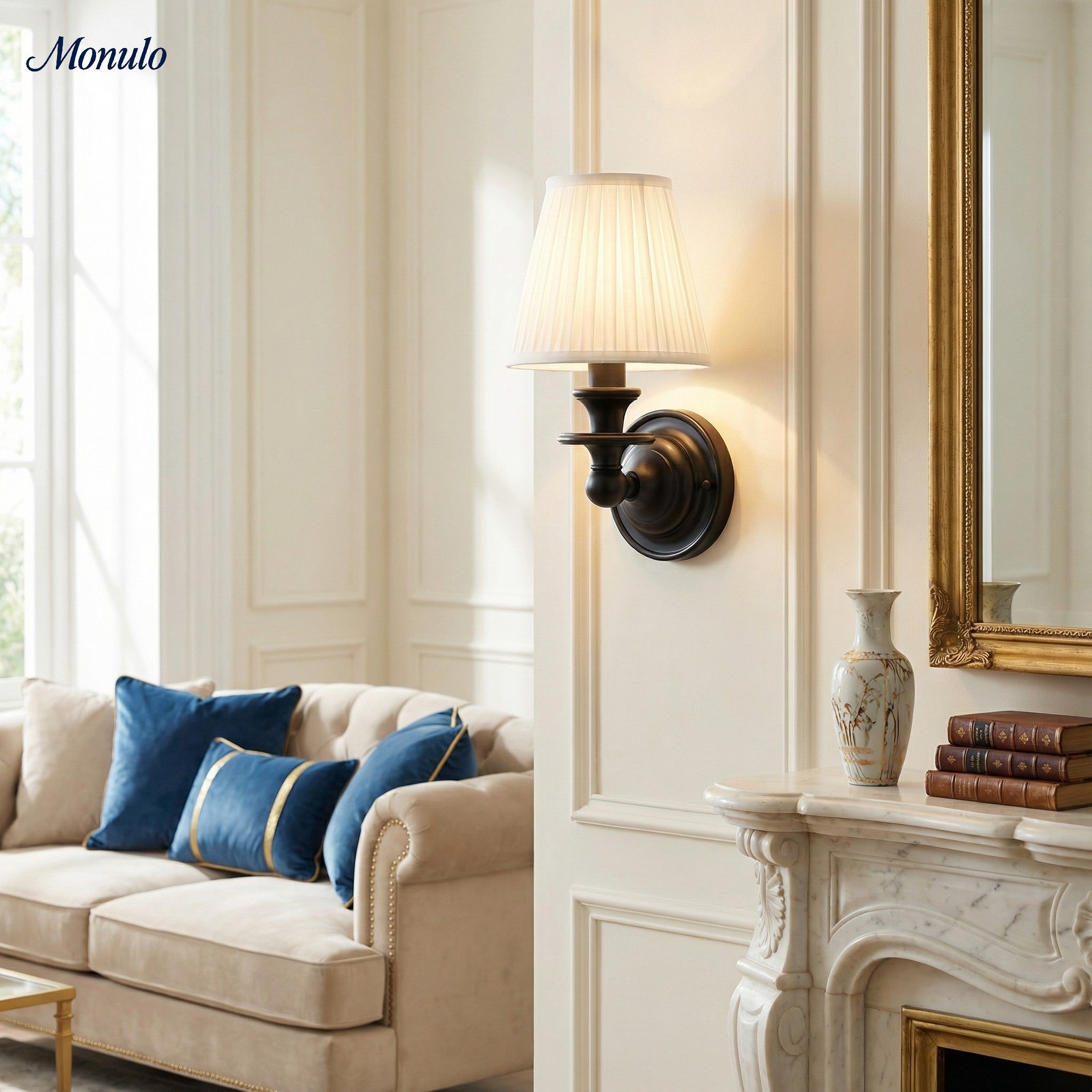 Rowan Drum Shade Wall Sconce – Fabric Sconce Light for Cozy Cottage Lighting | Esilora