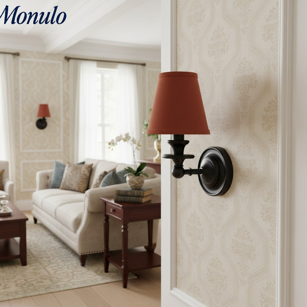 Rowan Drum Shade Wall Sconce – Fabric Sconce Light for Cozy Cottage Lighting | Esilora