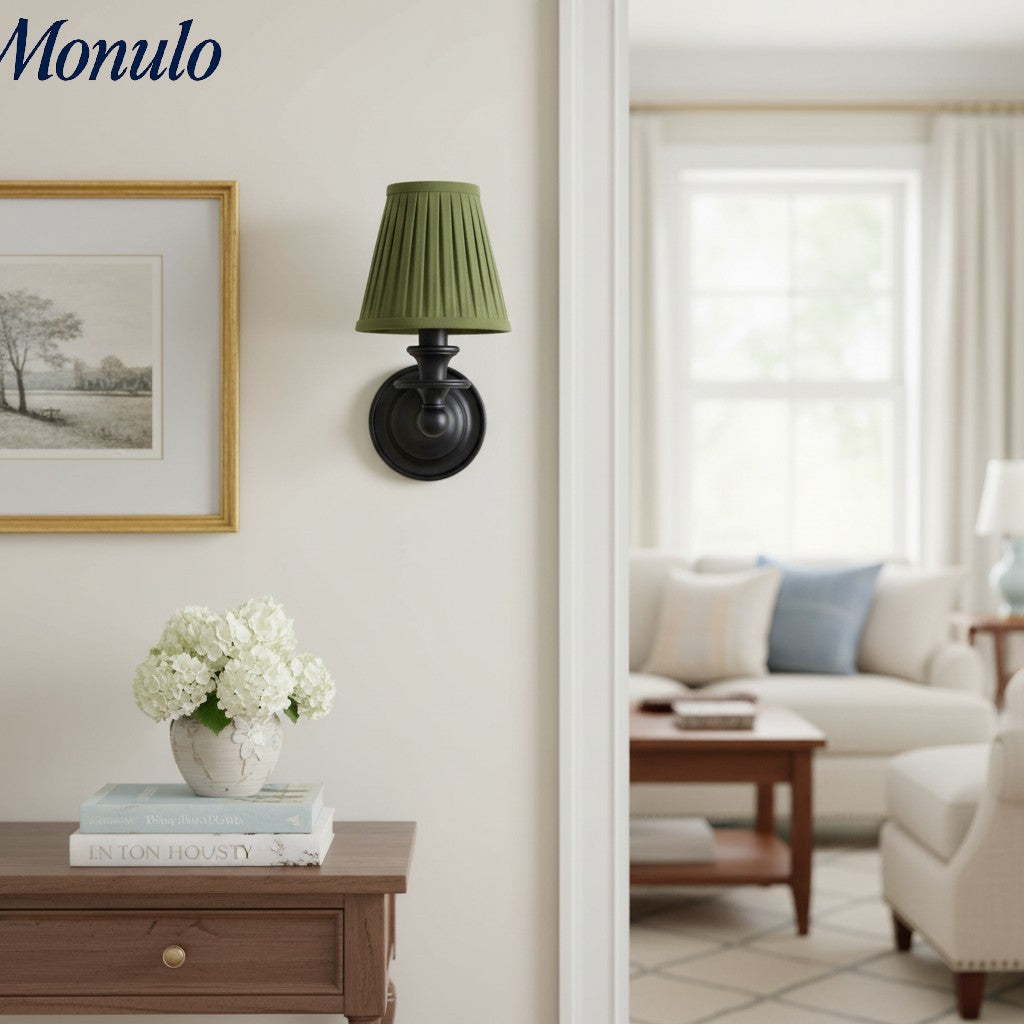 Rowan Drum Shade Wall Sconce – Fabric Sconce Light for Cozy Cottage Lighting | Esilora