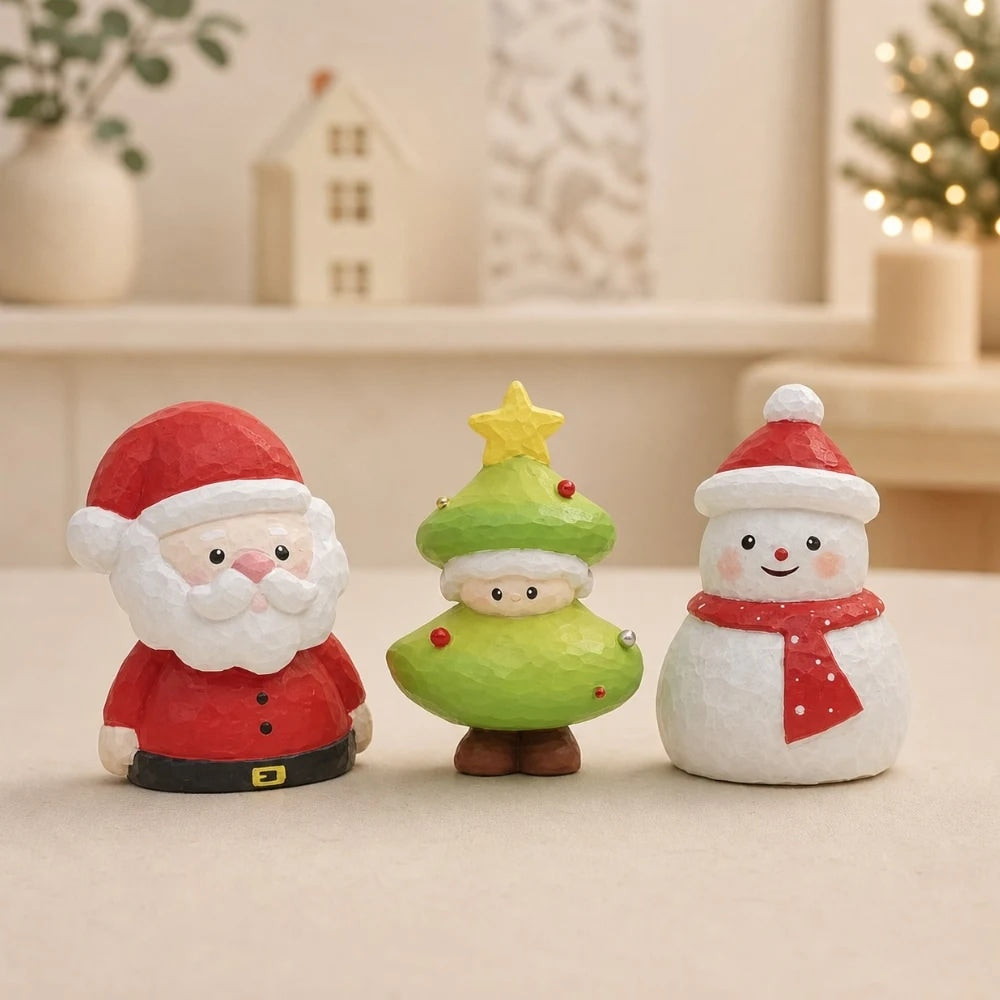 Handmade Wooden Christmas Character Ornaments for Shelf and Table Decor | Esilora