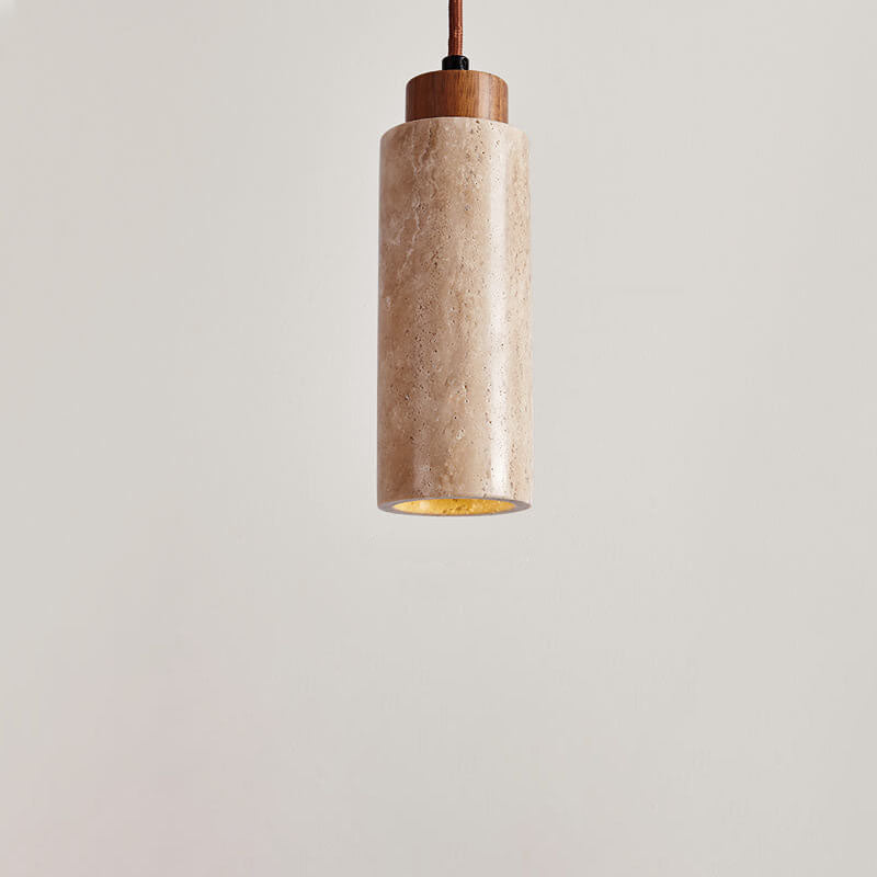 Wabi Sabi Solid Wood Travertine Stone Pendant Light M37 | Esilora
