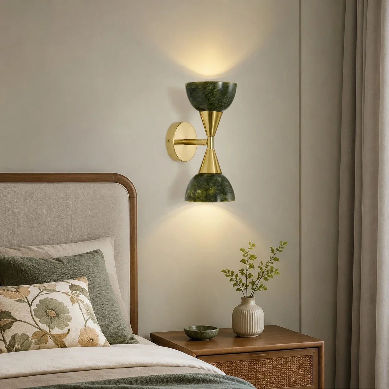 Jade Green Gold Up Down Wall Sconce | Esilora