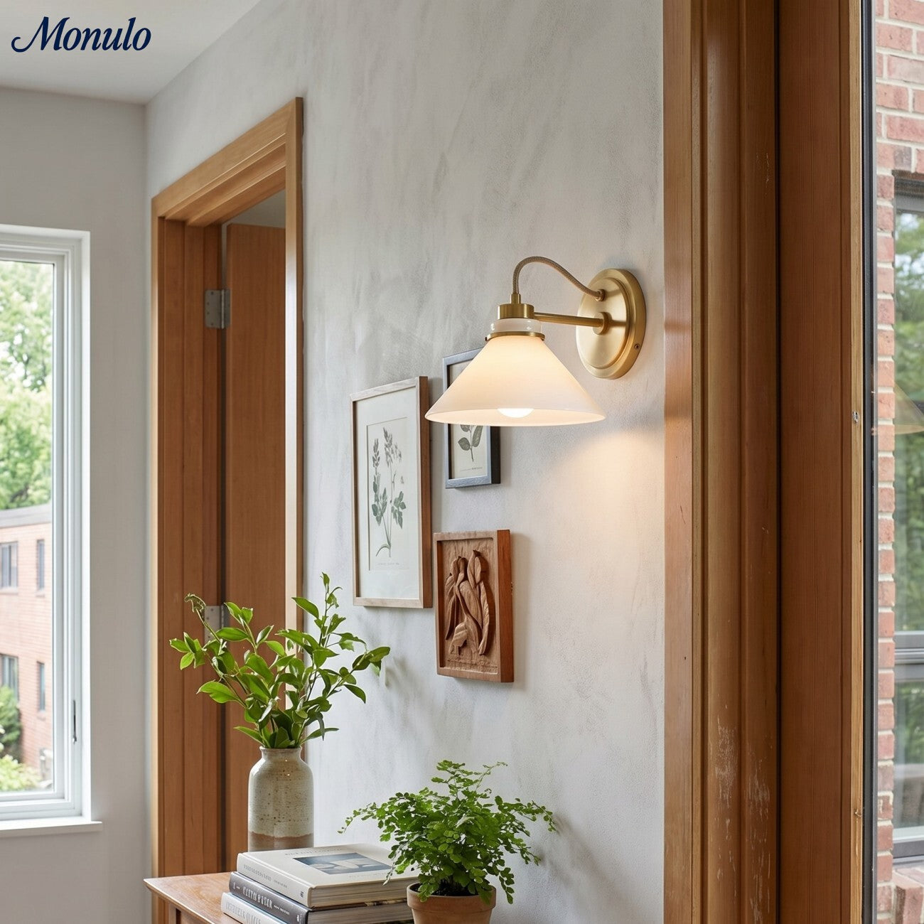 Aurenza Curved Arm Globe Wall Sconce – Modern Industrial Wall Lamp for Bathroom, Bedroom, and Hallway | Esilora