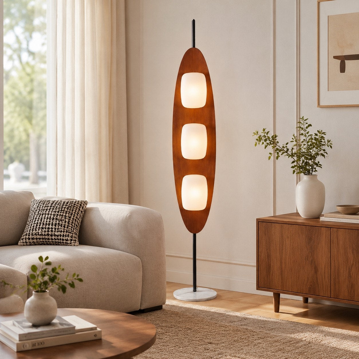 Bauhaus Walnut Tone Floor Lamp | Esilora