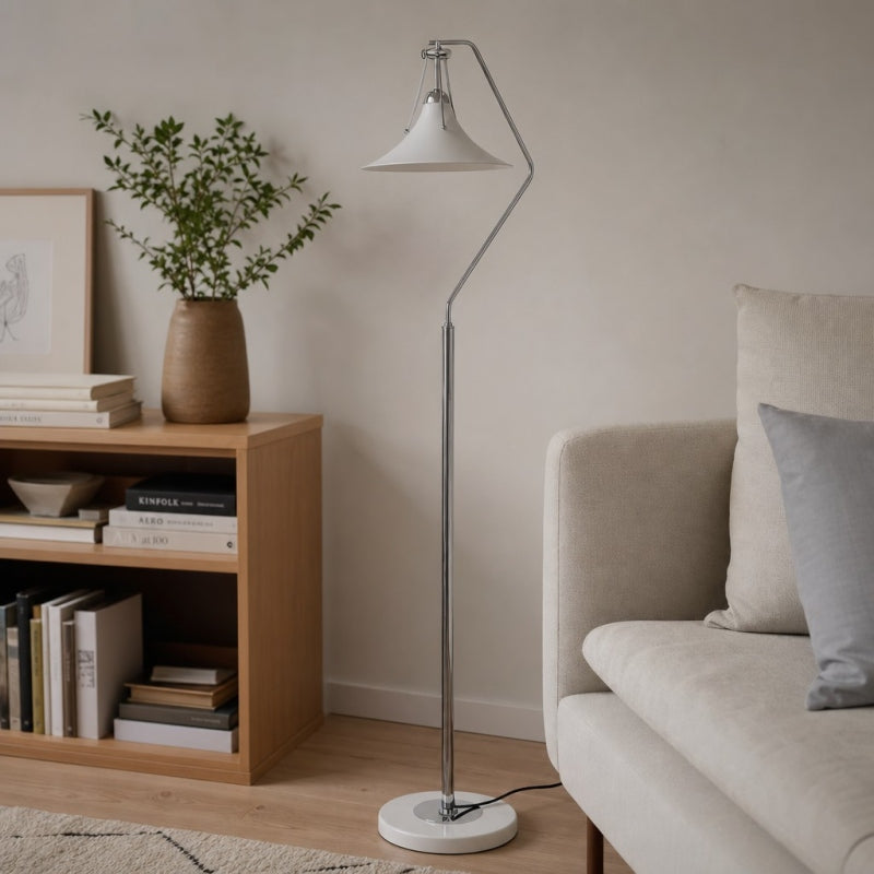 Kallera French Floor Lamp - Glass Magnolia Shade and Marble Base for Living Room and Reading Nook | Esilora
