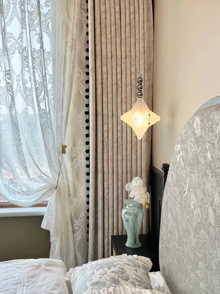 Art Deco Star Pendant Light - Frosted Glass Pendant with Geometric Style - Astris Elara | Esilora
