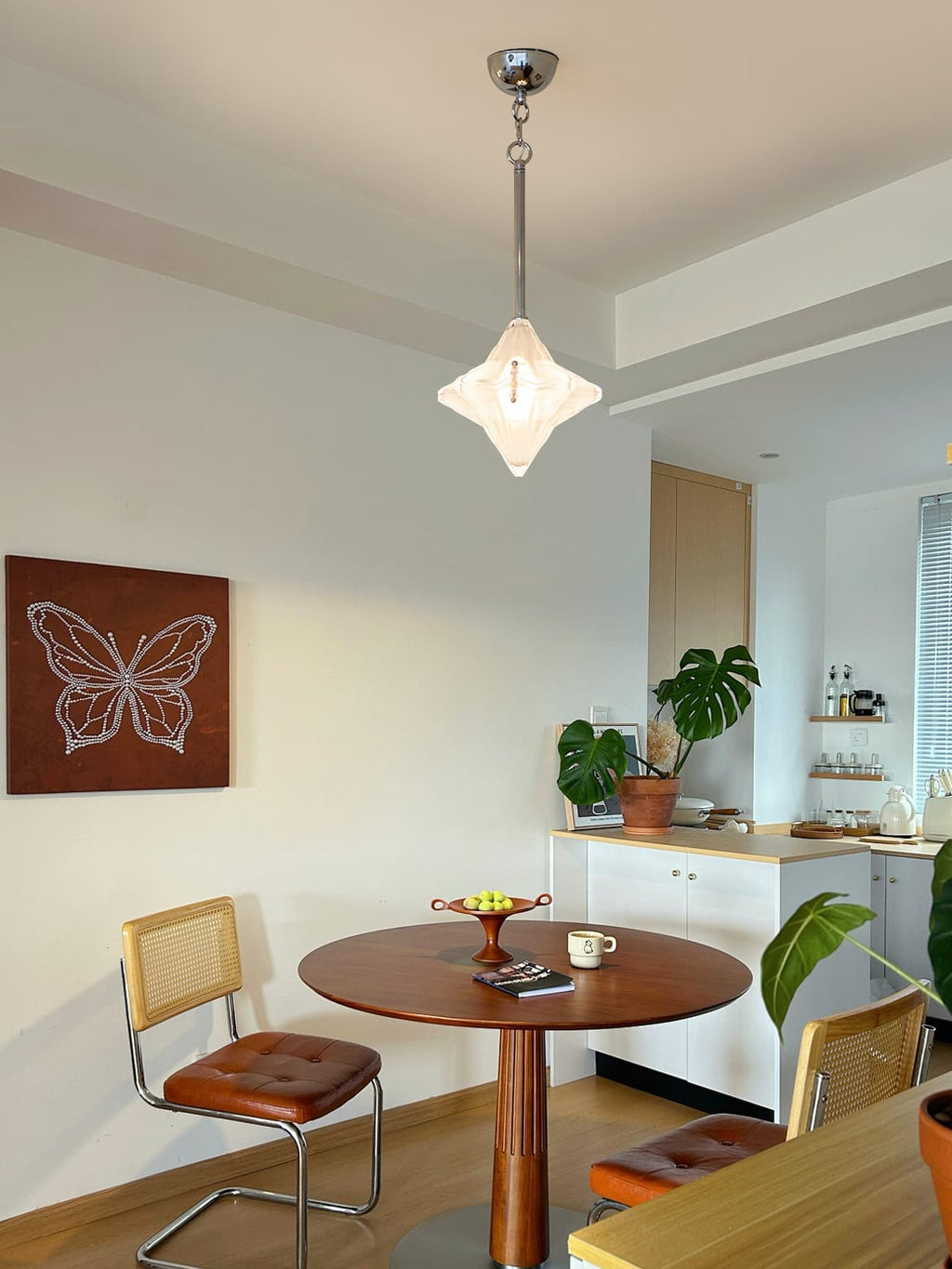 Art Deco Star Pendant Light - Frosted Glass Pendant with Geometric Style - Astris Elara | Esilora