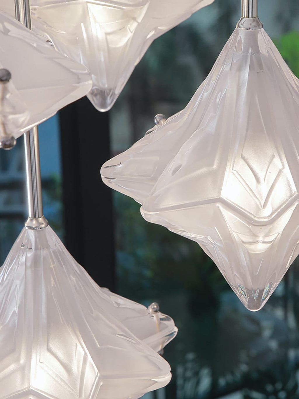 Art Deco Star Pendant Light - Frosted Glass Pendant with Geometric Style - Astris Elara | Esilora