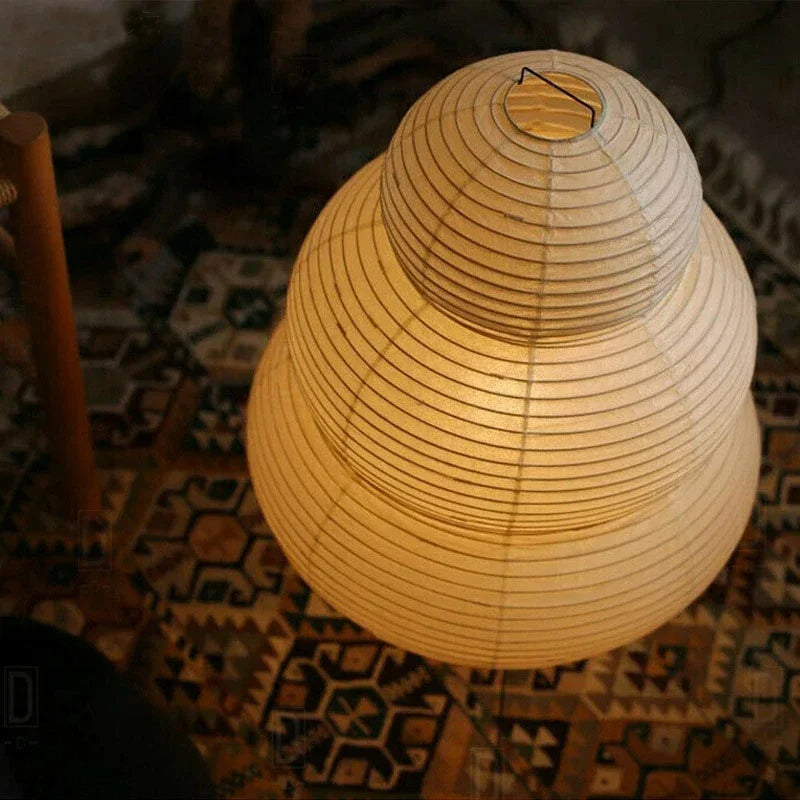 Lampada da tavolo giapponese wabi-sabi in carta di riso bianca | Esilora