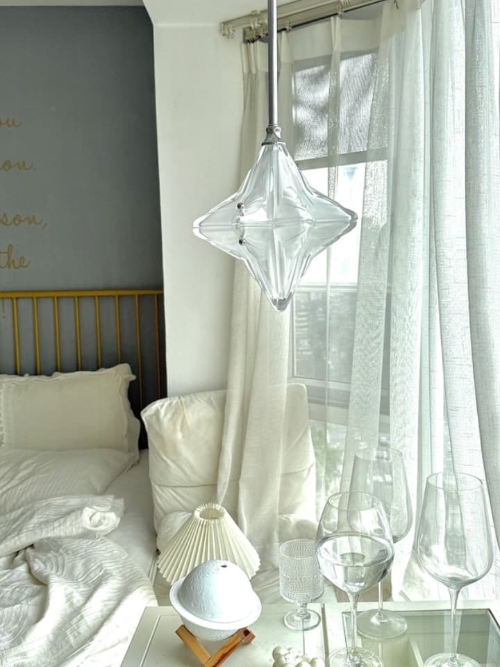 Art Deco Star Pendant Light - Frosted Glass Pendant with Geometric Style - Astris Elara | Esilora