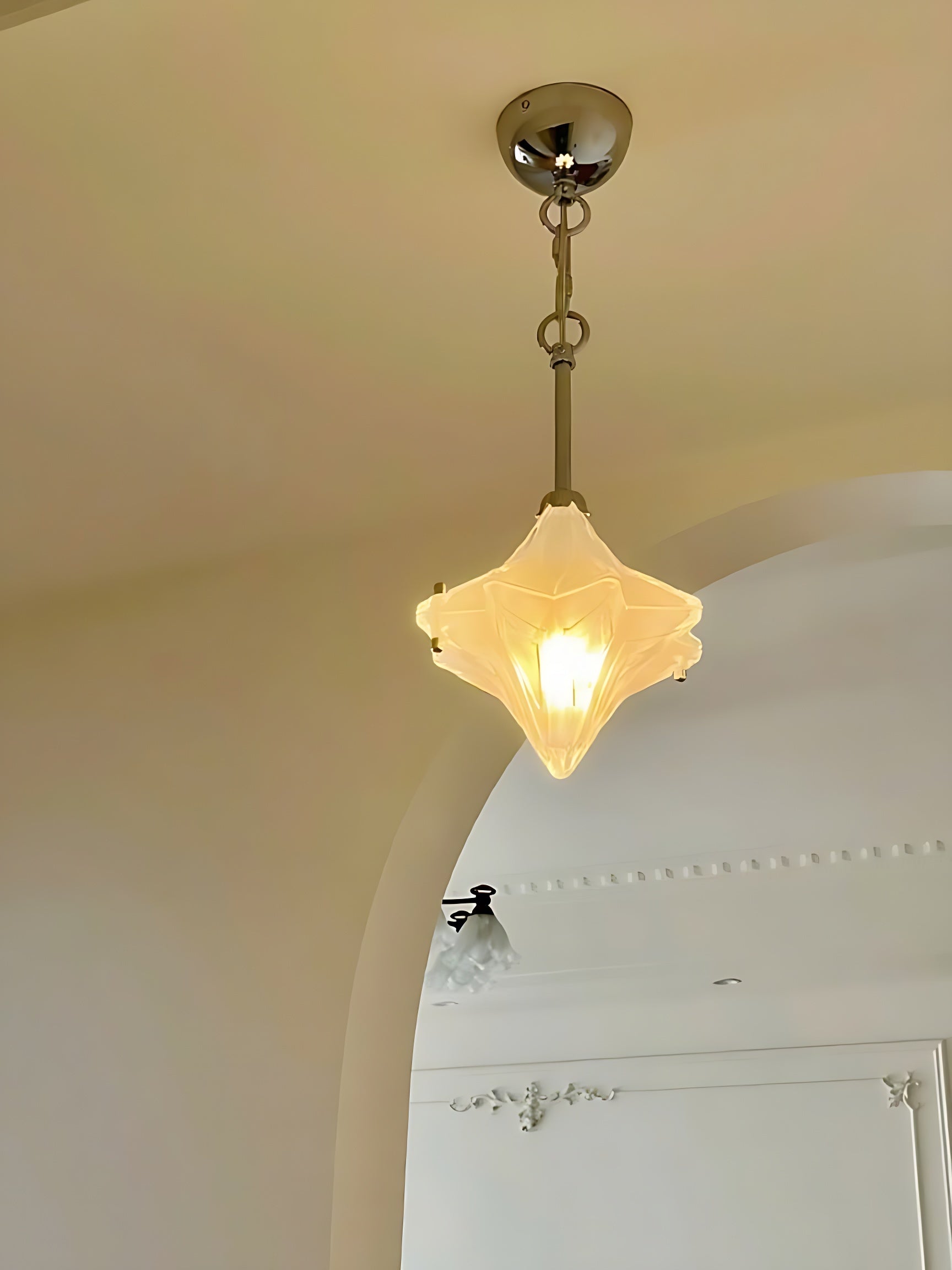 Art Deco Star Pendant Light - Frosted Glass Pendant with Geometric Style - Astris Elara | Esilora