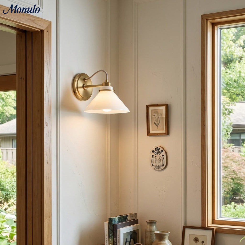 Aurenza Curved Arm Globe Wall Sconce – Modern Industrial Wall Lamp for Bathroom, Bedroom, and Hallway | Esilora
