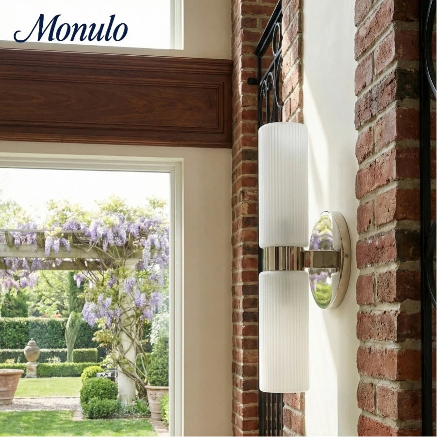 Rivora Ribbed Glass Tube Double Wall Lamp – Contemporary Wall Lighting for Entryway | Esilora