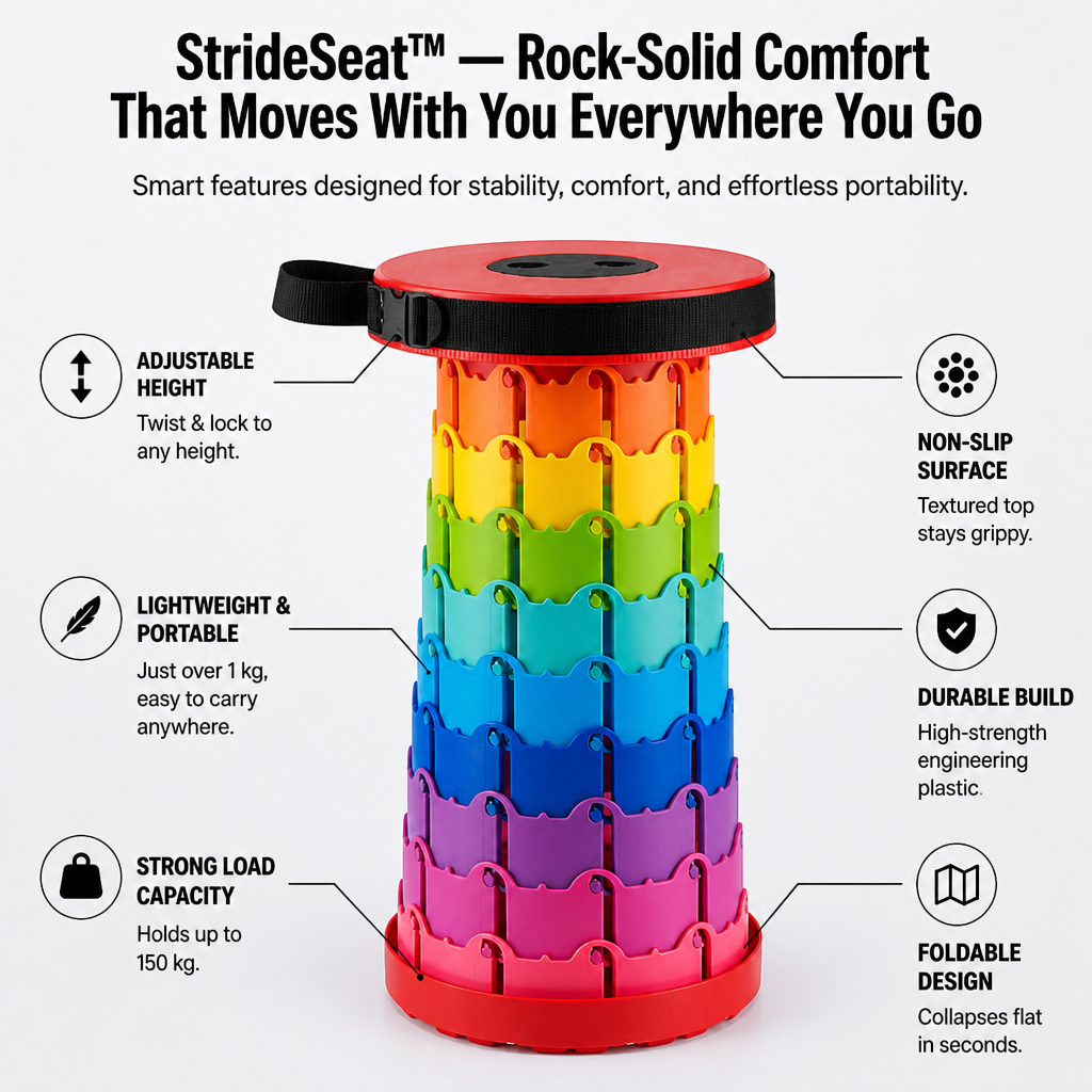 StrideSeat — Comfort solidissimo che si muove con te ovunque tu vada - Esilora