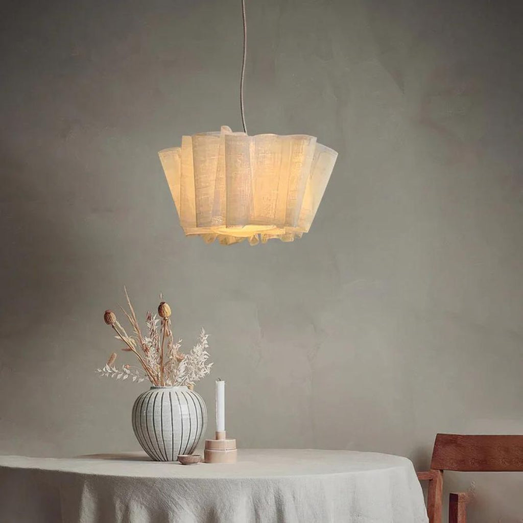 Oslan Pleated Fabric Pendant – Nordic Minimal Style Lighting for Dining Room | Esilora