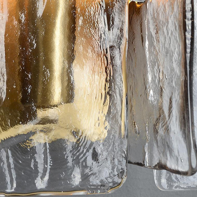 Modern Luxury Rectangle Copper Glass 1-Light Wall Sconce Lamp For Living Room | Esilora