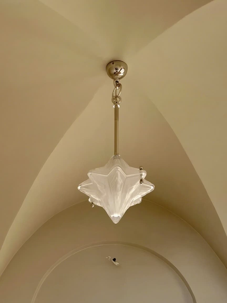 Art Deco Star Pendant Light - Frosted Glass Pendant with Geometric Style - Astris Elara | Esilora