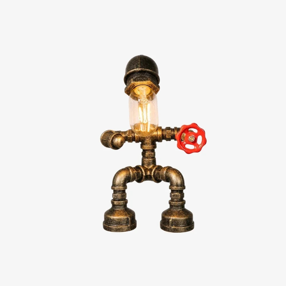 Vintage Industrial Pipe Character Table Lamp for Bedside Desk and Living Room Accent Decor | Esilora