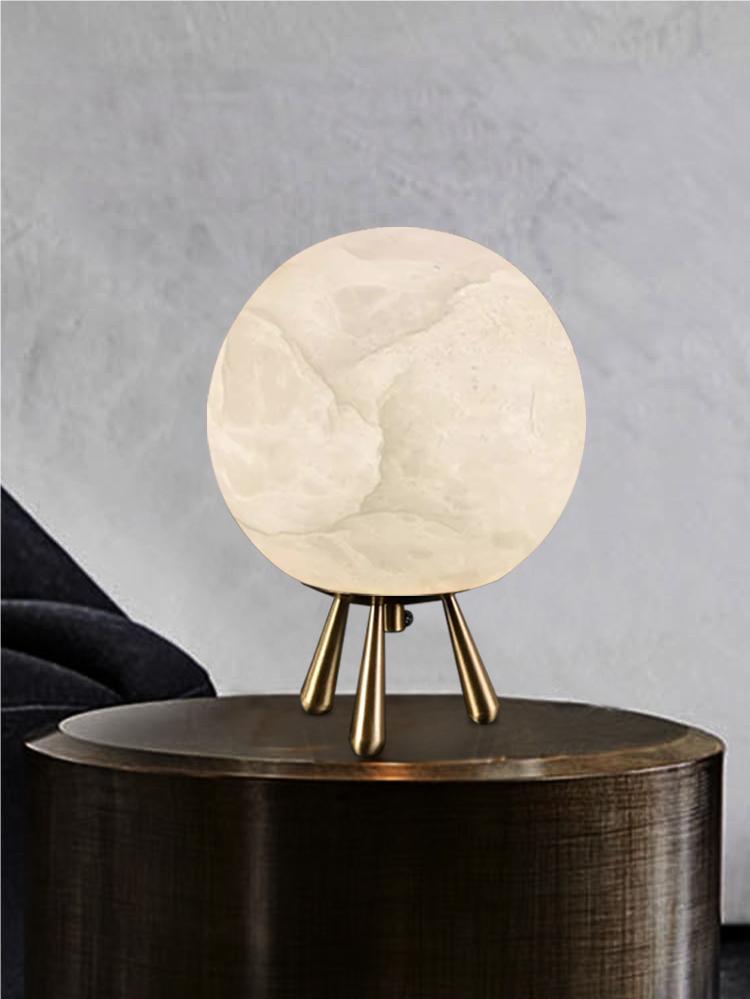 Lámpara de mesa de alabastro Christop, esférica, de cobre y lujo ligero | Esilora