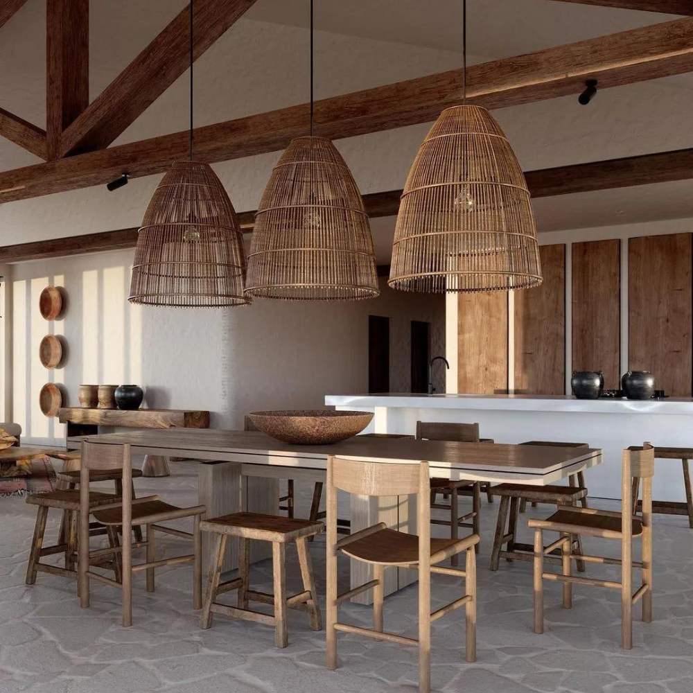 Runa Boho Rattan Pendant Light | Esilora