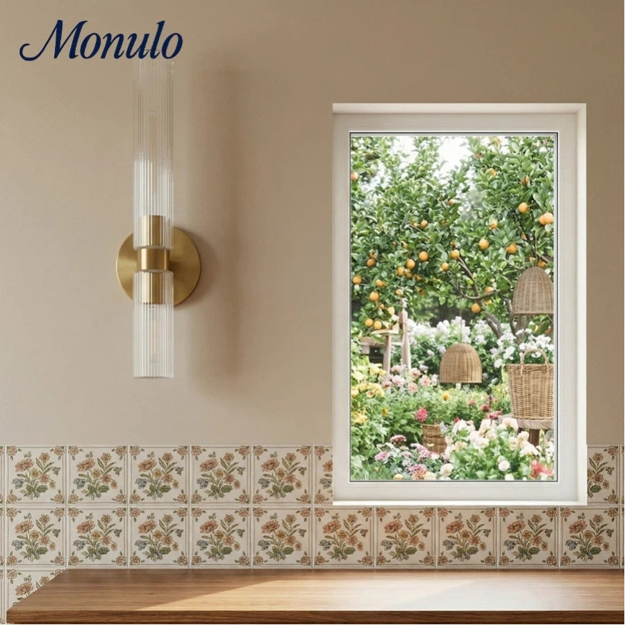 Rivora Ribbed Glass Tube Double Wall Lamp – Contemporary Wall Lighting for Entryway | Esilora