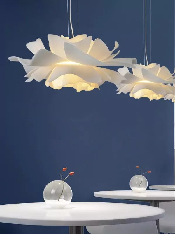 Handcrafted White Lotus Flower Pendant Light - Vintage Nordic Acrylic Design | Esilora