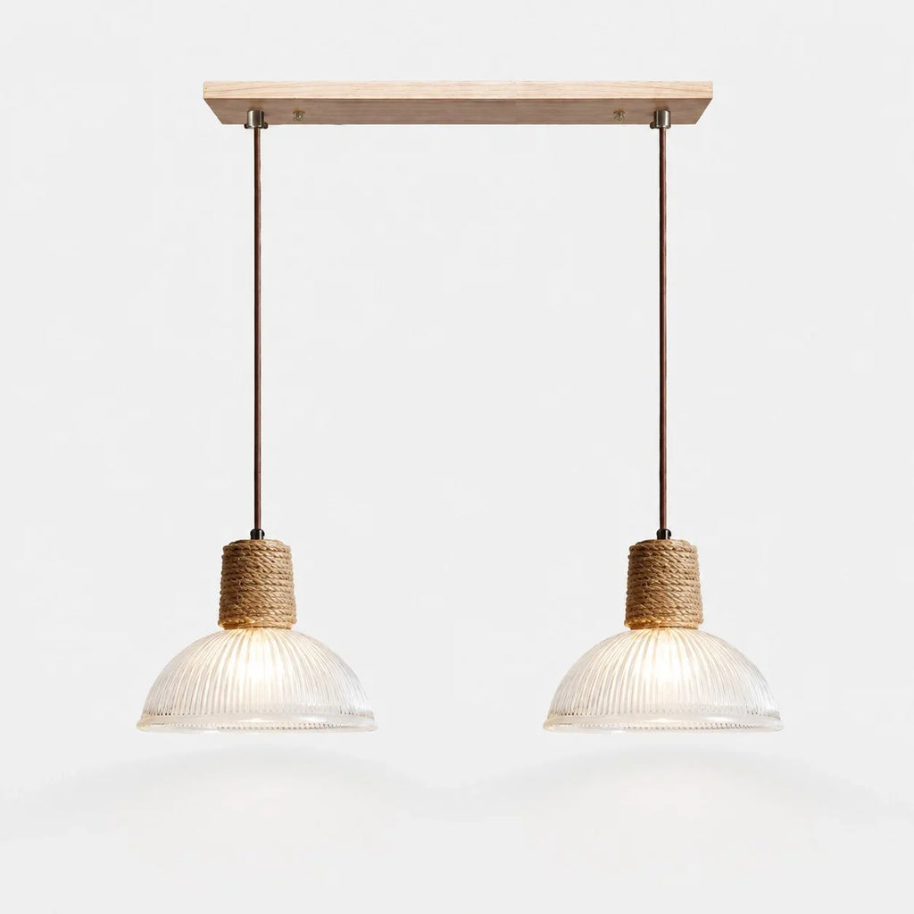 Rustic Woven Rope Glass Pendant Light Collection | Esilora