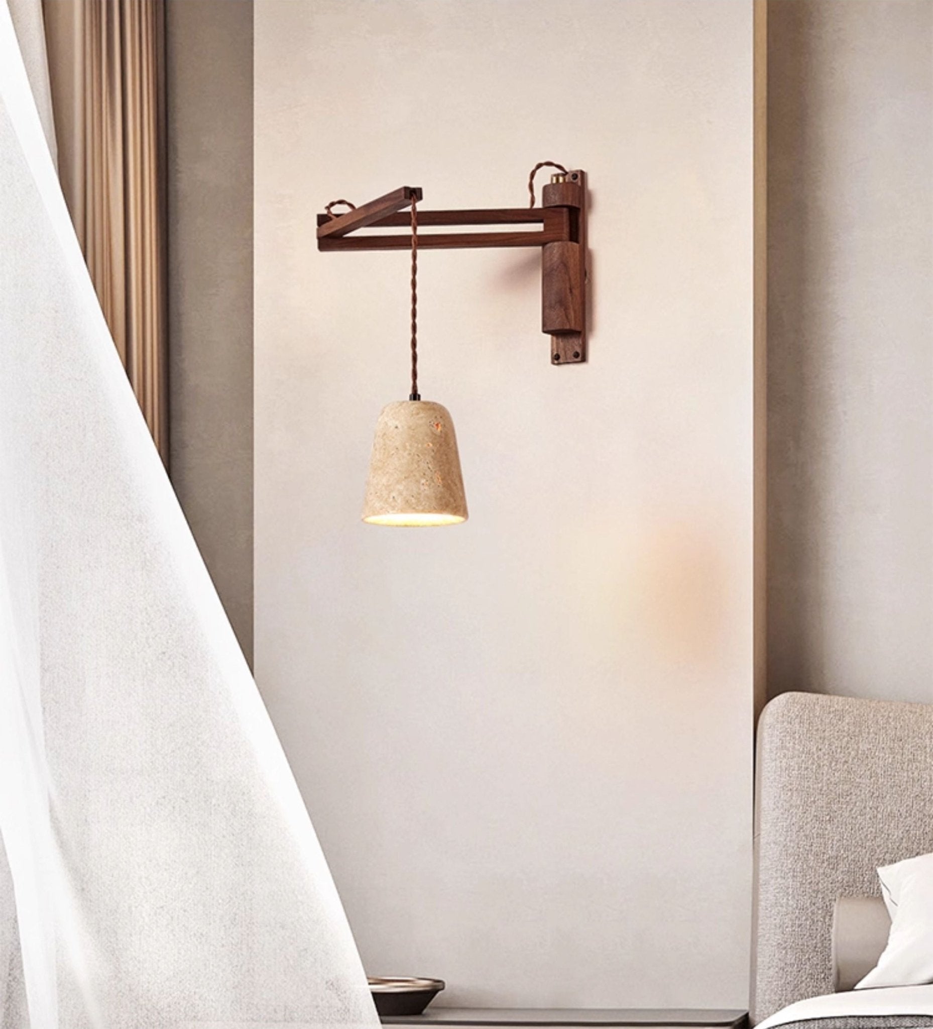 Adjustable Travertine Dome Wall Sconce | Esilora
