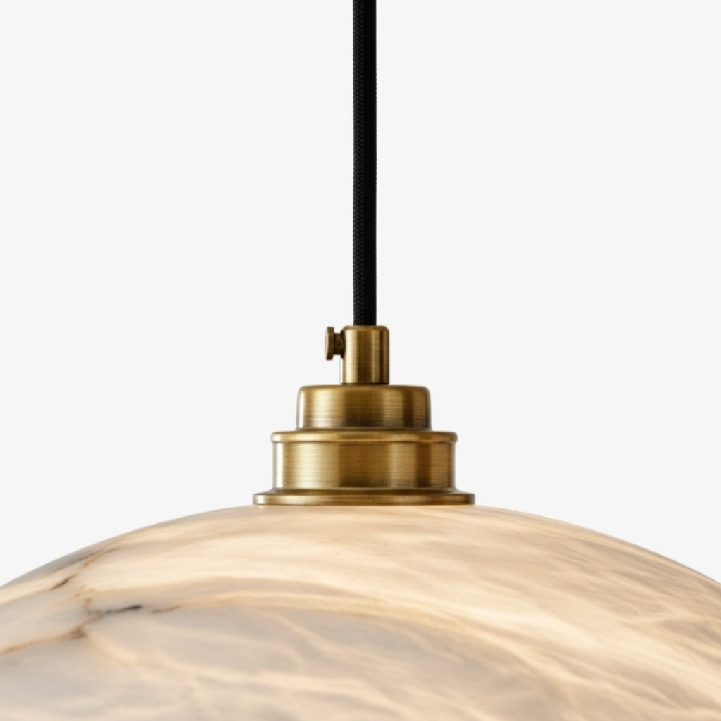 Alariv Elegant  Alabaster Dome Pendant Light - Modern Stone Lighting for Dining or Living | Esilora