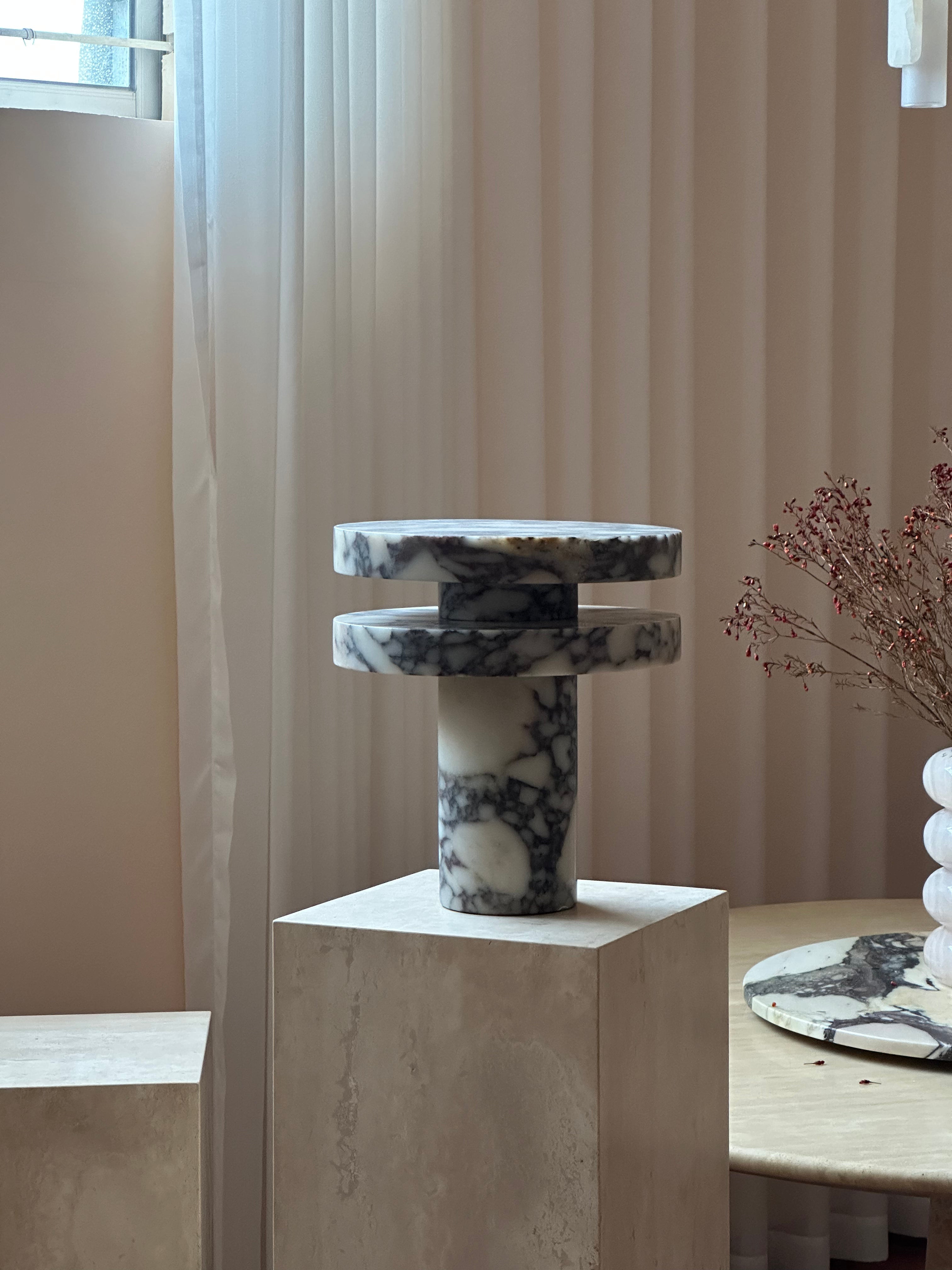 Modern Sculptural Table Lamp with Cylindrical Base Design for Bedroom Bedside and Living Room Use | Esilora