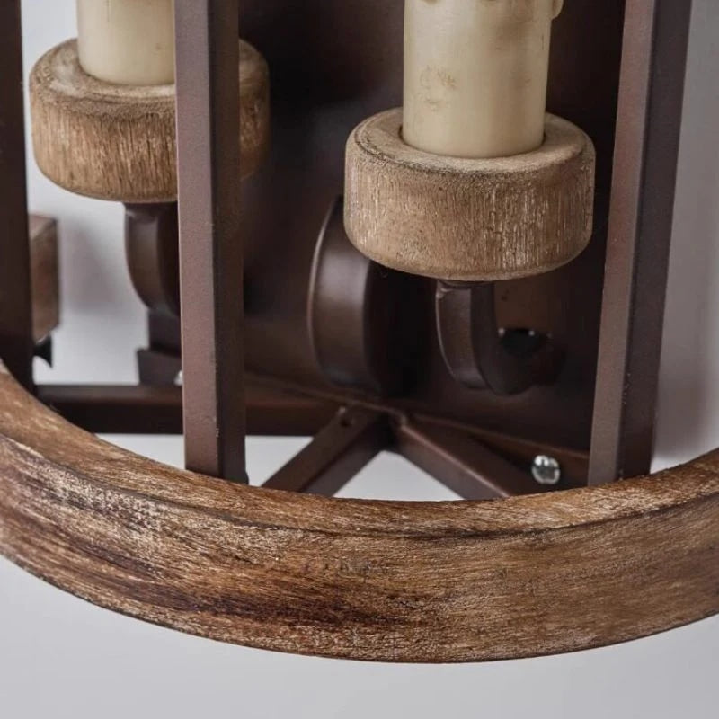 Rustic Wood and Iron Wall Sconce | Esilora