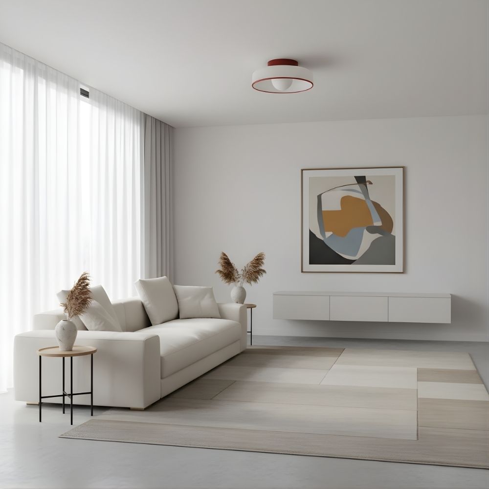 Luminaire mural ou plafonnier moderne Kalo à disque en verre polyvalent, avec bord coloré, pour espaces de vie | Esilora