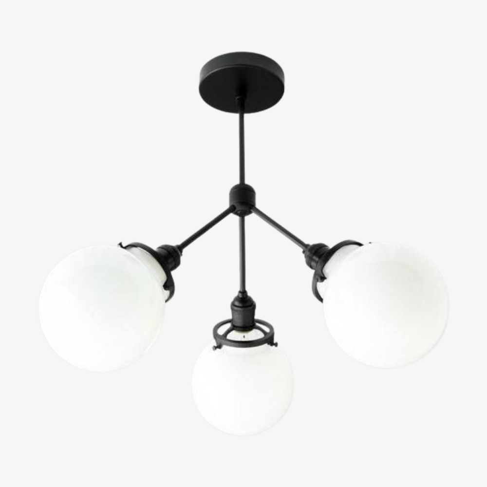 مصباح Glorica Glass السقفي شبه المثبت بكرة أوبال - تركيبة عصرية بأسلوب منتصف القرن لغرفة الطعام | Esilora