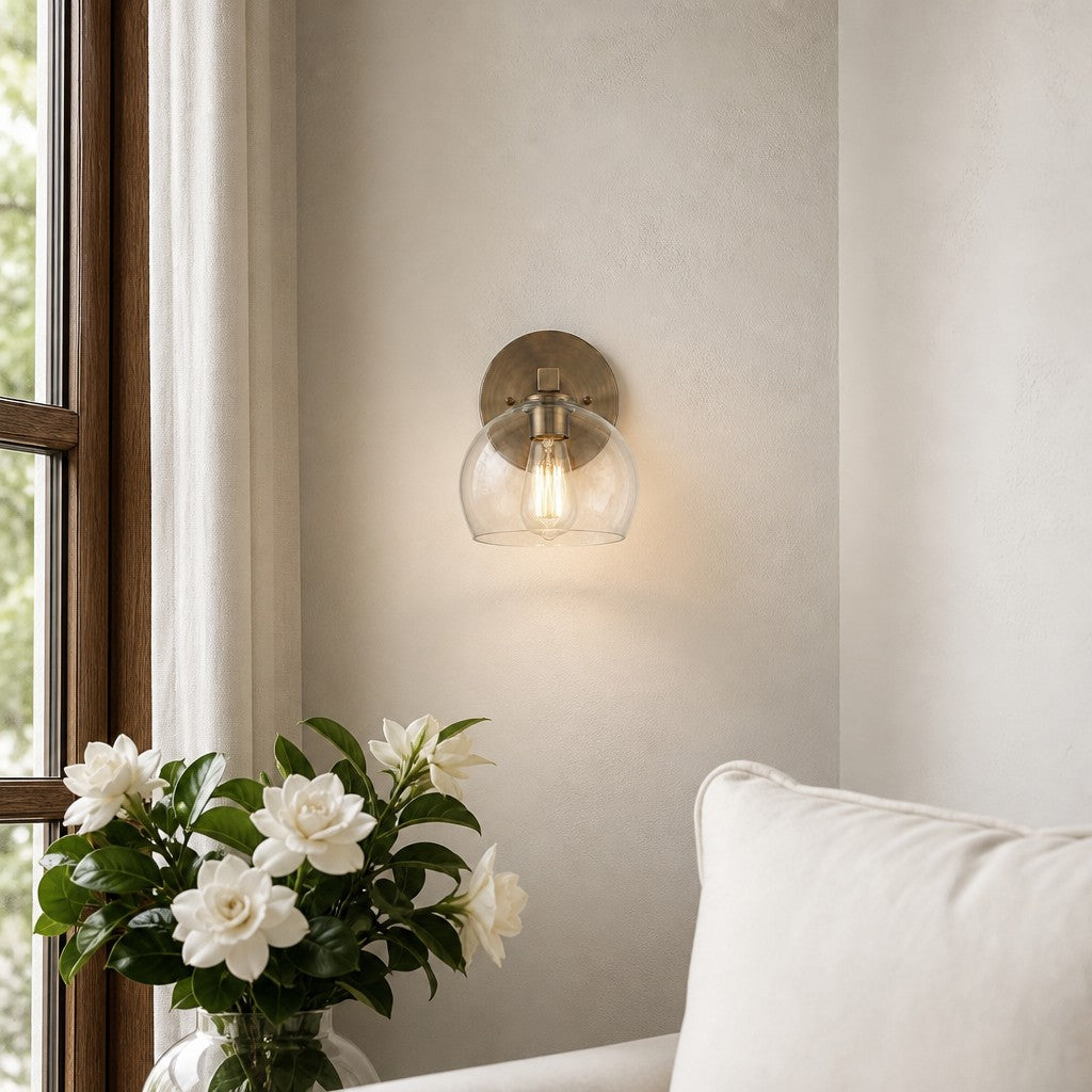 Javina globus-vegglampe – minimalistisk lampe i metall og glass med klokkeform for belysning i stue og soverom | Esilora