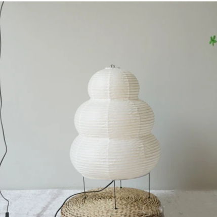Lampada da tavolo giapponese wabi-sabi in carta di riso bianca | Esilora