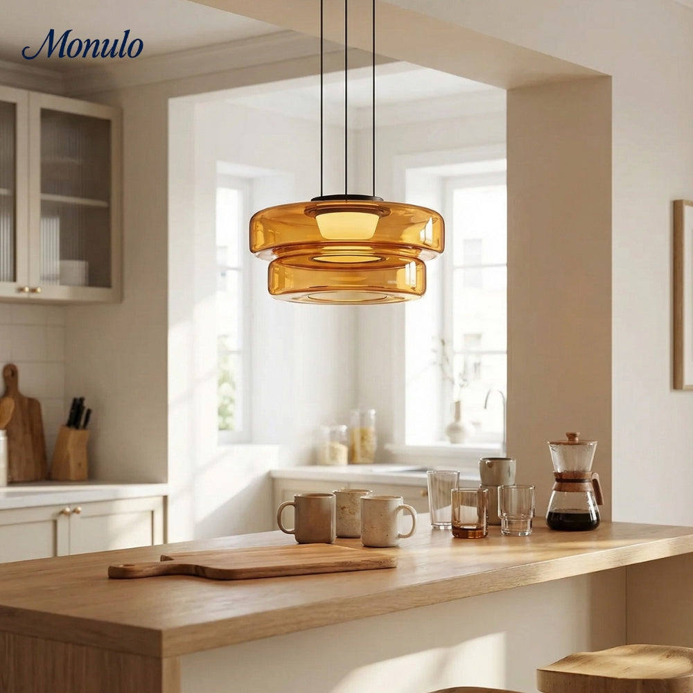 Verdoma Stacked Disc Form Glass Pendant Light Contemporary Nordic Lighting for Kitchens | Esilora