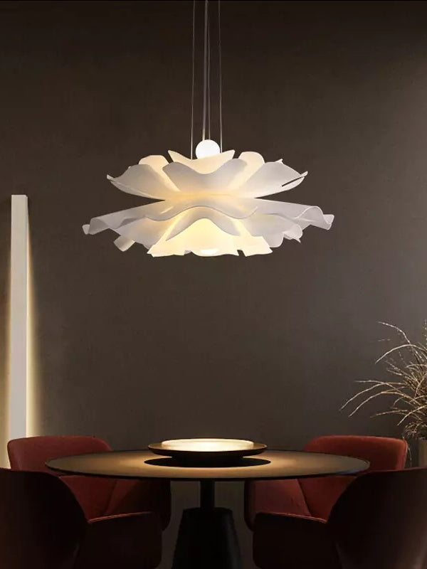Handcrafted White Lotus Flower Pendant Light - Vintage Nordic Acrylic Design | Esilora