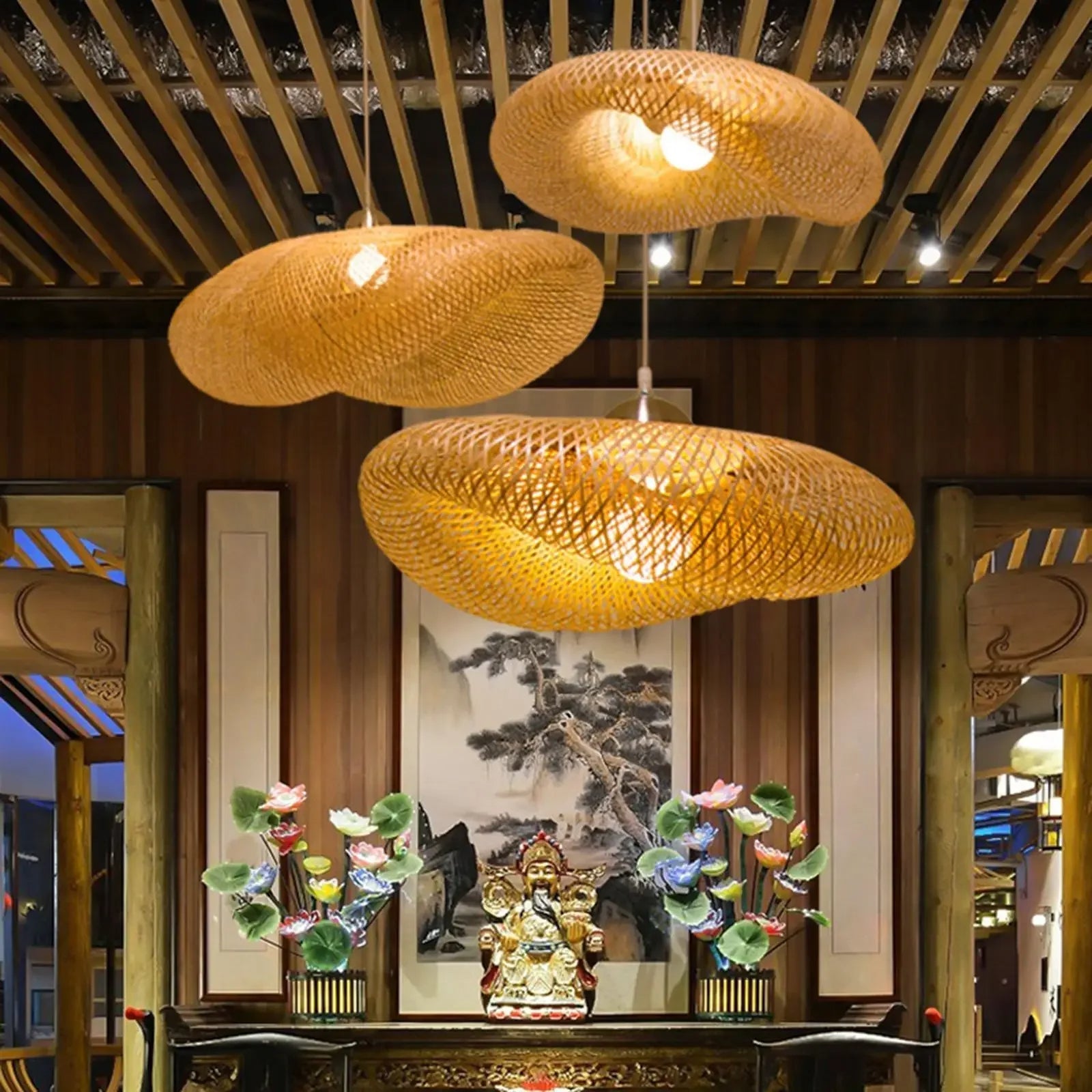 Aira Handwoven Natural Bamboo Pendant Light | Esilora