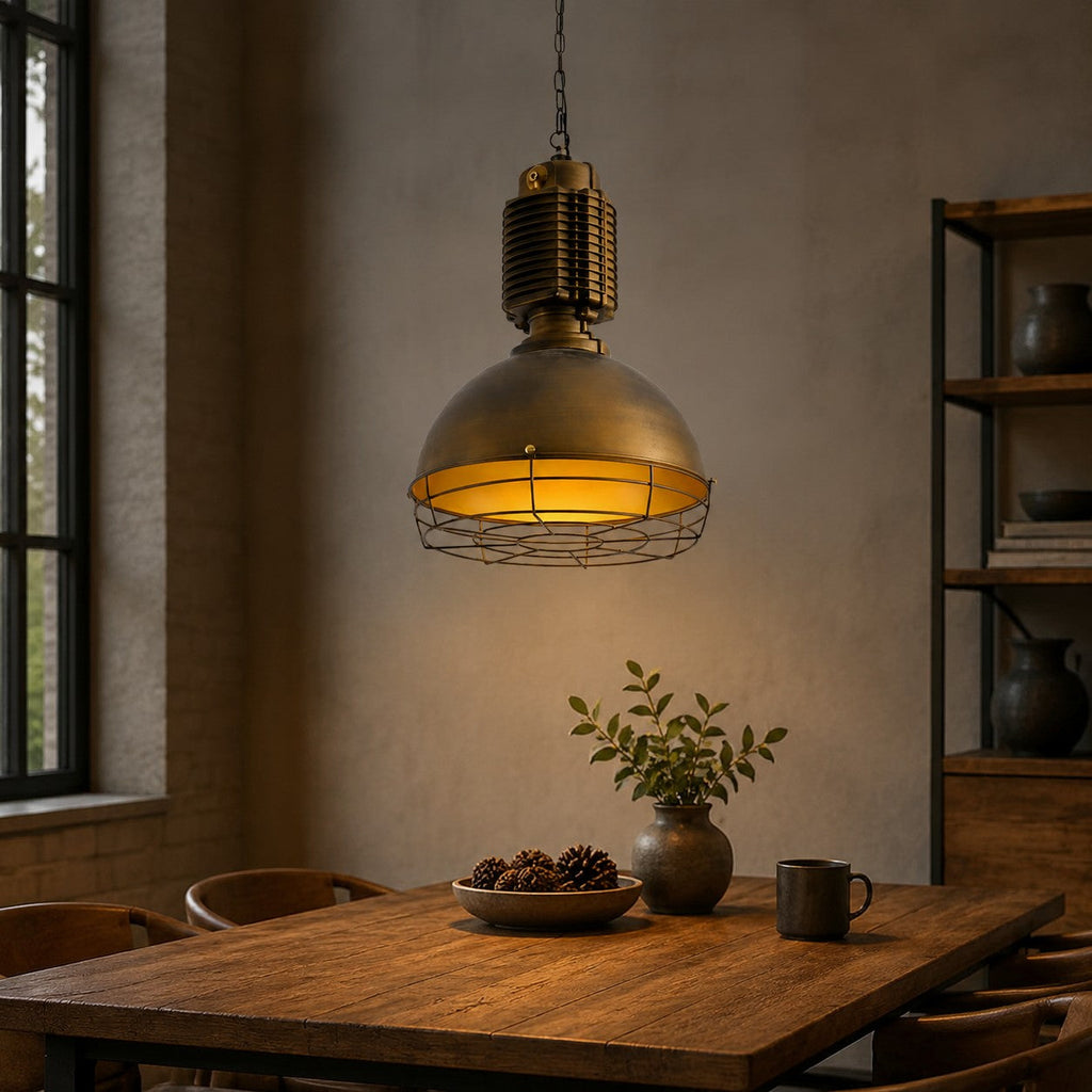 Vintage Industrielle Pendelleuchte mit Eisenkäfig | Esilora
