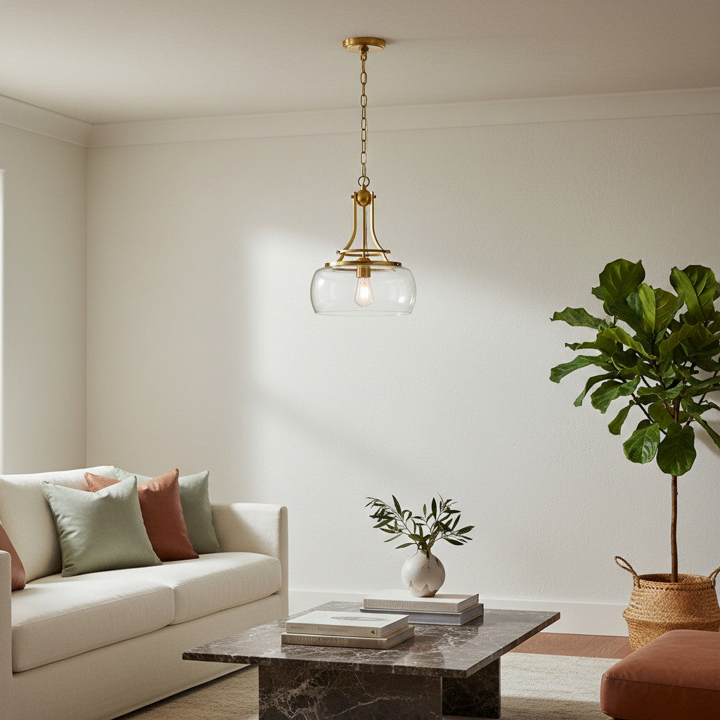 Lirra Clear Glass Dome Pendant Light - Vintage Industrial Style for Entryway U10 | Esilora