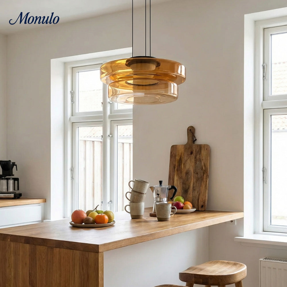 Verdoma Stacked Disc Form Glass Pendant Light Contemporary Nordic Lighting for Kitchens | Esilora