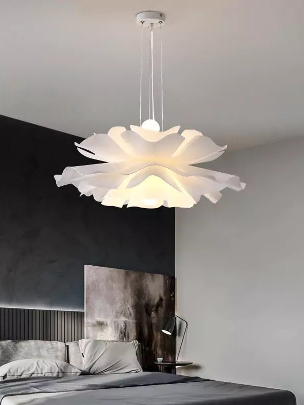 Handcrafted White Lotus Flower Pendant Light - Vintage Nordic Acrylic Design | Esilora
