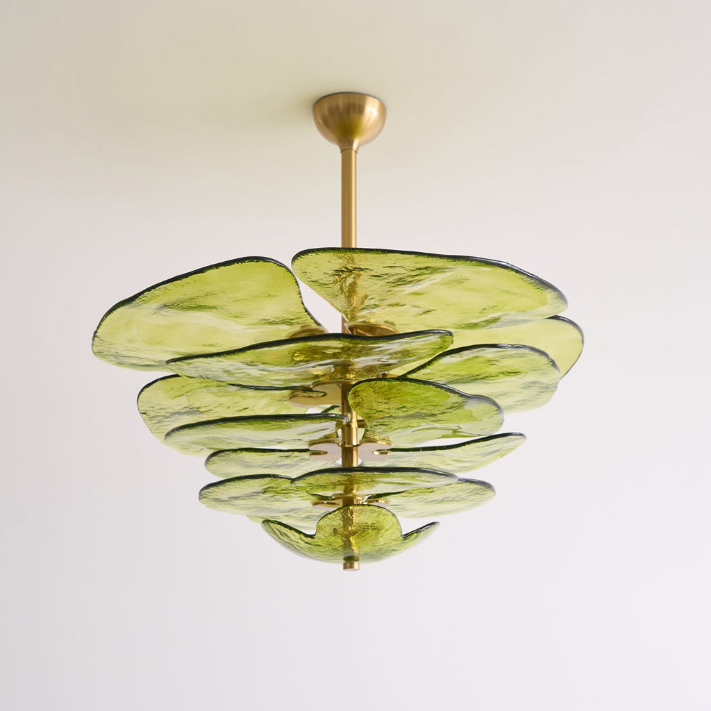 Lotus Leaf Layered Glass Chandelier | Esilora