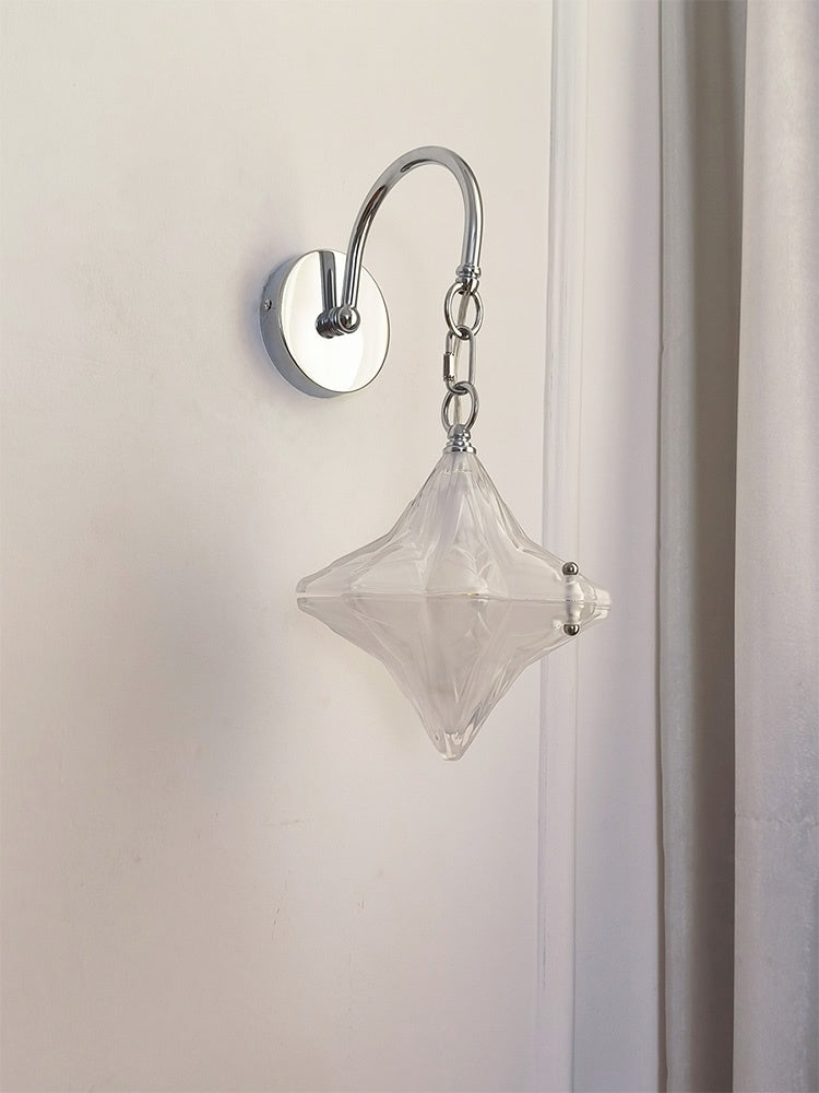 Art Deco Star Wall Sconce - Frosted Glass Light for Hallway - Astris Selene | Esilora