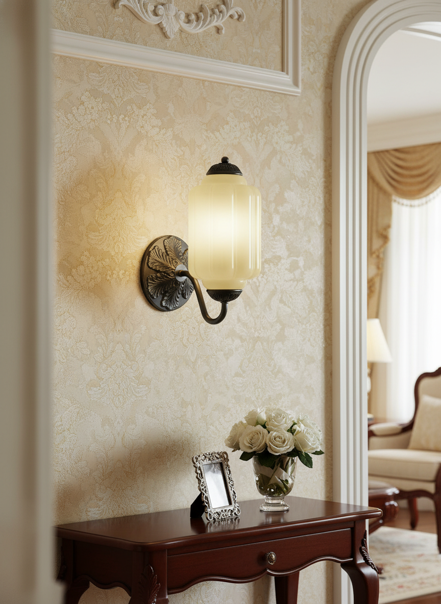 Vintage Milk Glass Sconce Bedside Hallway Eloise Wall Sconce | Esilora