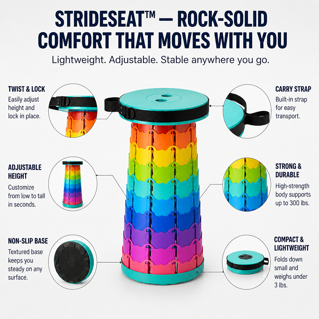 StrideSeat — Comfort solidissimo che si muove con te ovunque tu vada - Esilora