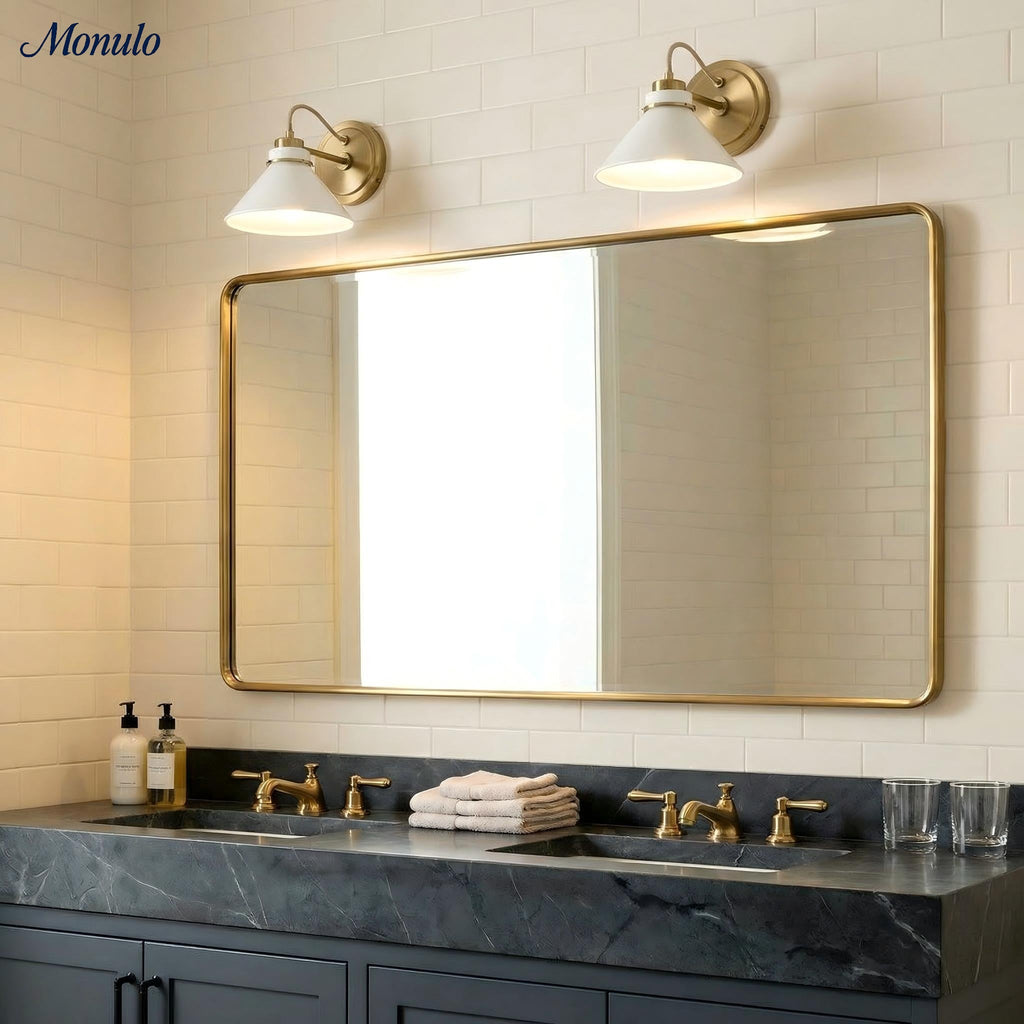 Aurenza Curved Arm Globe Wall Sconce – Modern Industrial Wall Lamp for Bathroom, Bedroom, and Hallway | Esilora
