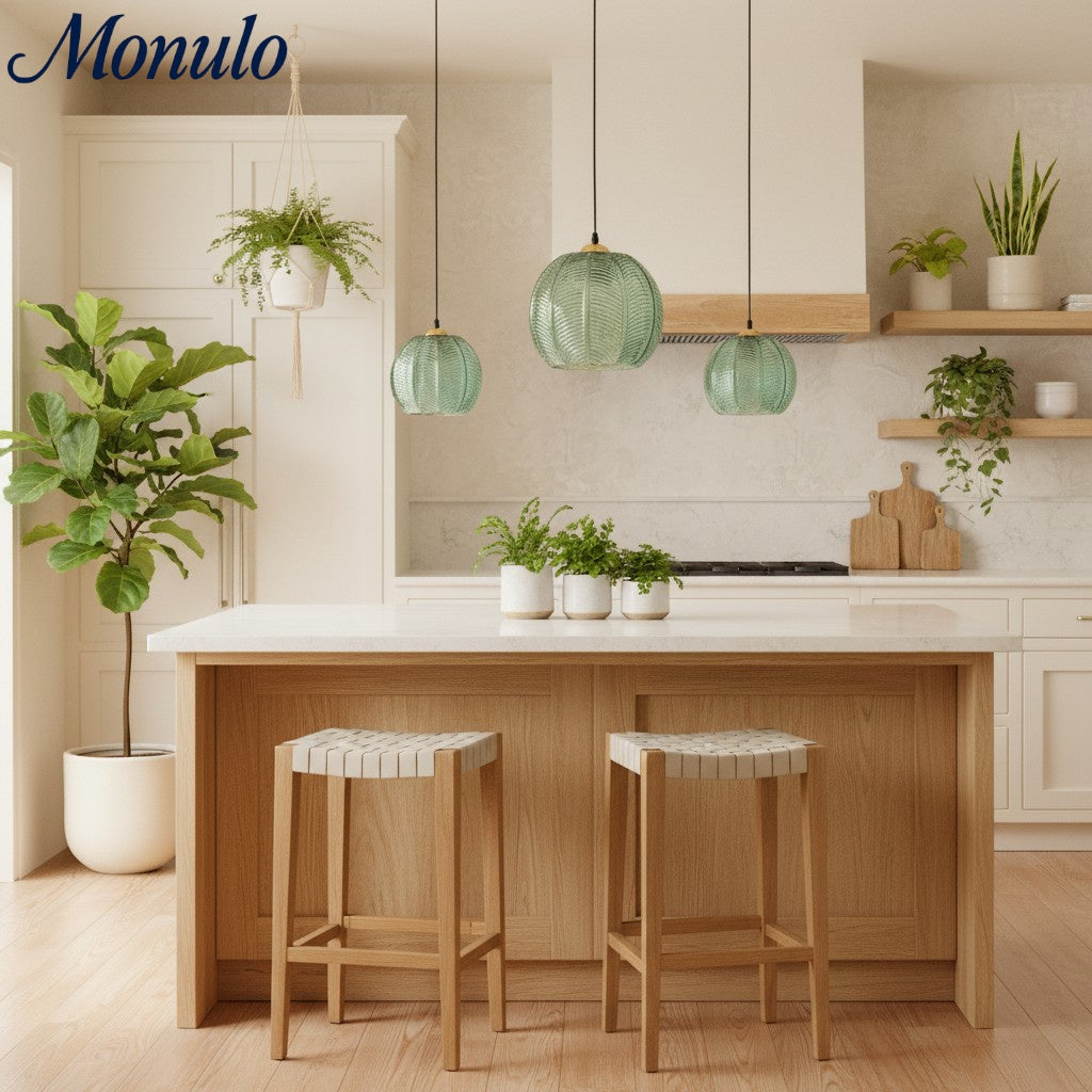 Verdoma Tropical Boho Decorative Glass Pendant Light for Entryway or Hallway | Esilora